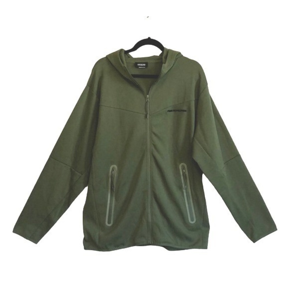 New PINK DOLPHIN Men's XLarge Olive Green Long Sleeve Full Zip‎ Hoodie